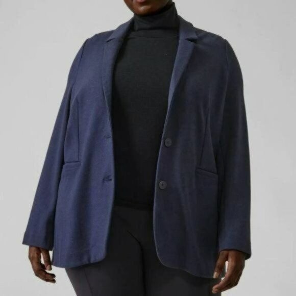 Athleta Venice Women's Size 20 Blue 2-Button Single Breasted Knit Blazer - Picture 2 of 10